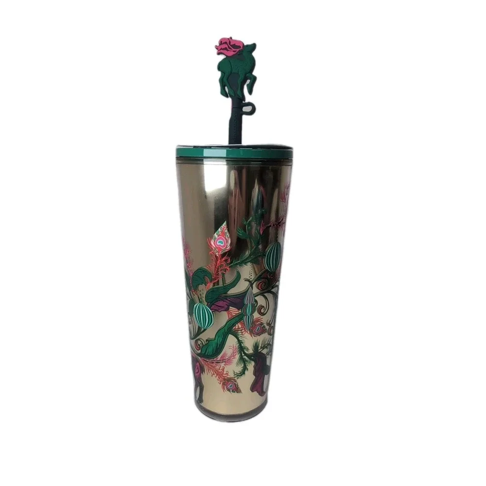 Starbucks 2024 Christmas Holiday REINDEER 24oz Cold Cup Tumbler w/Straw & Topper